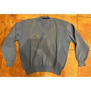 Vintage Pivot Sportswear Sweater Vest Golf Golfers Blue Embroidered Size L